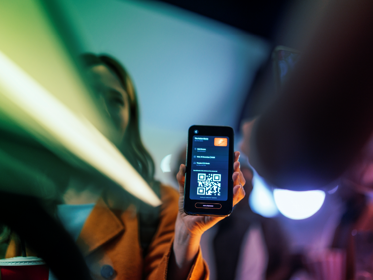 QR code on phone for event ticket