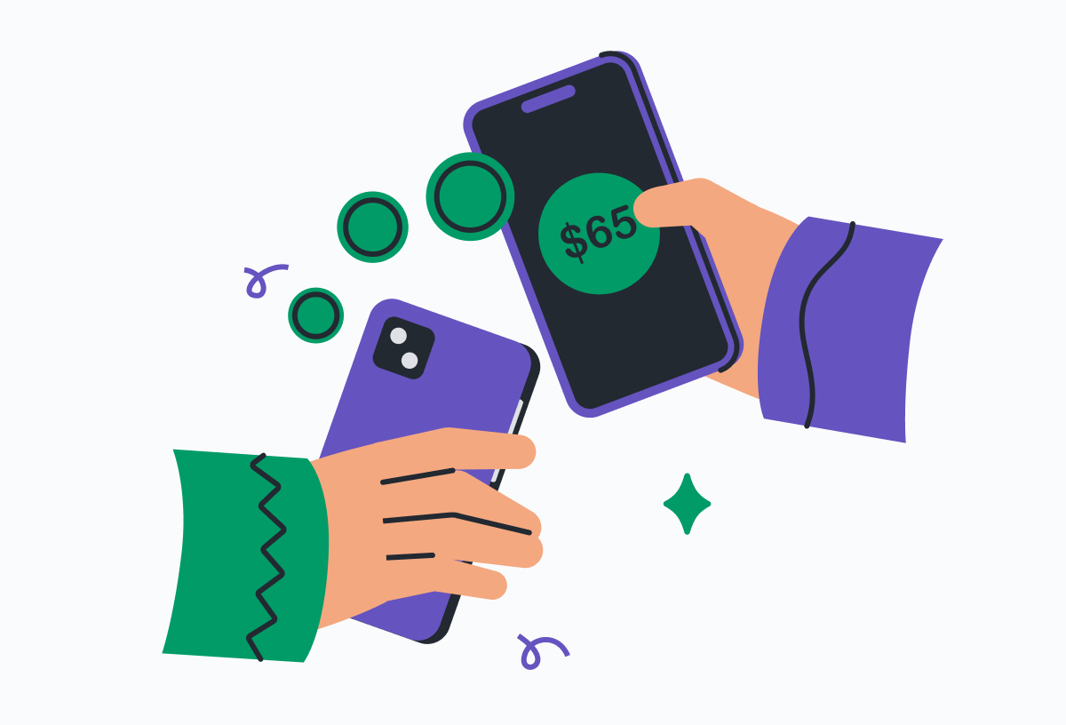 Money transfer between smartphones