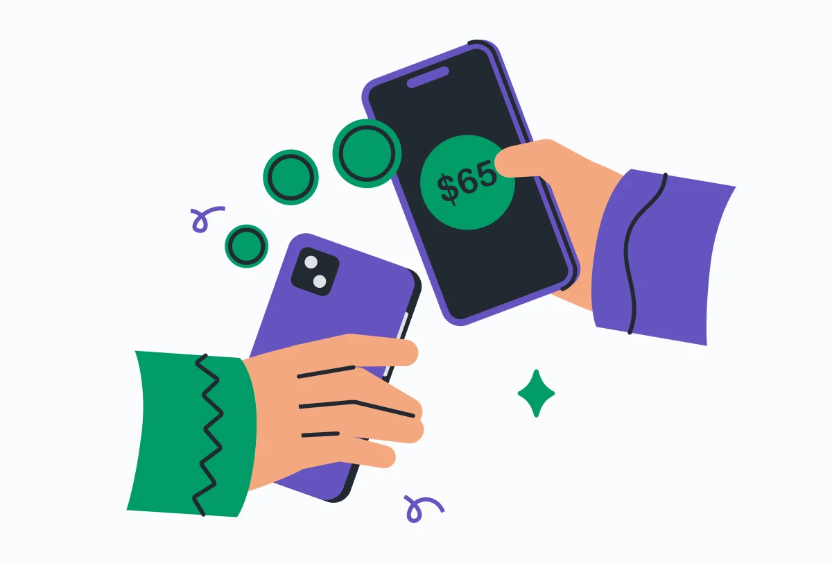 Money transfer between smartphones